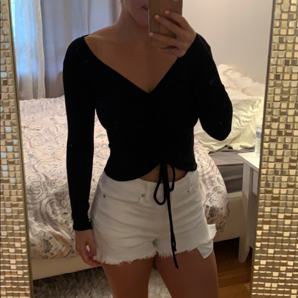 Black Front Tie Top
